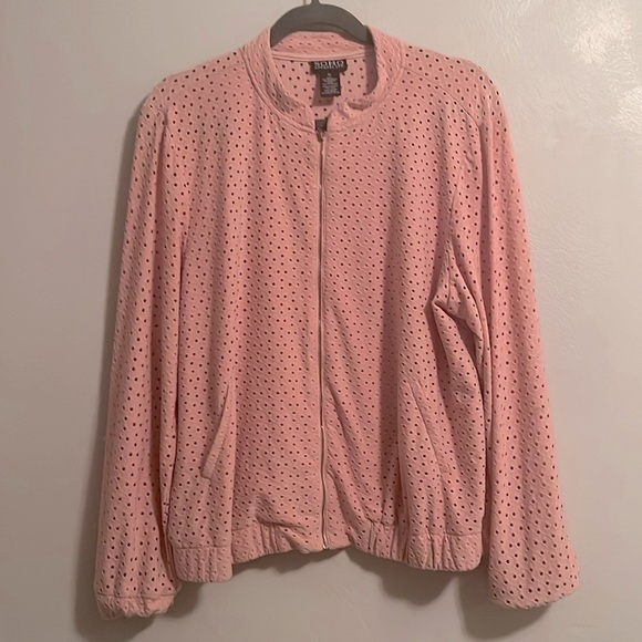 SOHO APPAREL LTD. Blush Pink Lightweight Eyelet Zip-Up - Bomber Jacket Size XL - Picture 1 of 6